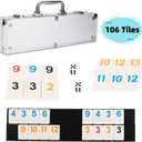 NOLIE 106 Tiles Rummy Cube Game Set with Aluminum Case and 4 Anti-Skid Durable Trays for 2-4 Players