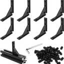 8Pcs 2020 Aluminum Extrusion Black Corner Bracket T Slot Inside L Shape Joint Angle Hardware Panel Mount Connector with Screws for 20 Series 20/20 2040 V Slot Extruded Aluminum Profile
