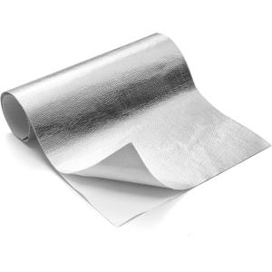 FLASLD Aluminized Heat Shield Mat Thermal Barrier Adhesive Backed Heat Blanket 12'' X 24'', Fiberglass Insulation Reflective Material High Temp Protection