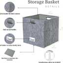 DECOMOMO Felt Storage Bins 13x15x13 Storage Cube Bins with Labels, Baskets for Organizing Shelves (Kallax / 3pcs, Dark Grey)