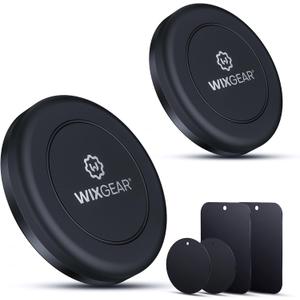 WixGear Universal Flat Stick On (2 Pack) Dashboard Magnetic Car Mount Holder for Cell Phones and Mini Tablets with Fast Swift-Snap Technology - Extra Slim