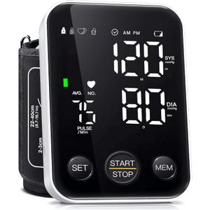 Oklar Blood Pressure Monitor Upper Arm Monitors for Home Use BP Machine Sphygmomanometer with 2x120 Reading Memory Adjustable Arm Cuff 8.7"-15.7" Large Display with LED Background Light Storage Bag