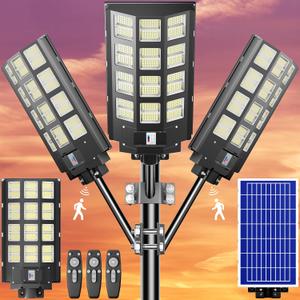 3-Pack Solar Parking Lot Light - 8000W Solar Street Light 360000LM Dusk to Dawn Street Lights Solar Powered, IP67 Waterproof Solar Wide Angle Lamp with Motion Sensor for Yard, Road