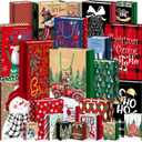 WLUSEAXI 24Pack Assorted Sizes Bags with Handle - 6 Jumbo, 6 Large, 6 Medium, 6 Small Bags for Christmas Presents, Kids, Xmas Party Favors (Red/Brown)