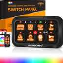Auxbeam 8 Gang Switch Panel AC-800 Bluetooth RGB Switch Pod with Remote Control Backlit Off Toggle Momentary Pulsed 165FT Wireless Auxiliary Switch Panel for Truck Offroad Waterproof (Missing Labels )
