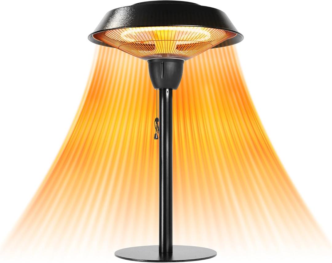 Star Patio Outdoor Heater, Electric Tabletop Heaters Tip-Over Protection, IP44 Waterproof, 1500W Infrared Patio Heater, Hammered Bronze Finished