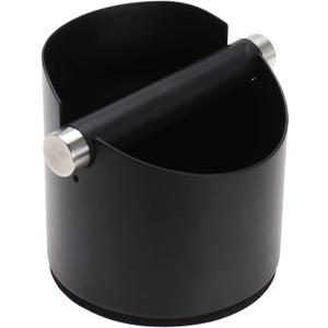 DIBTSA Espresso Knock Box, Stainless Steel Coffee Grounds Knock Box, With Removable Knock Bar and Non-Slip Rubber Base (Black)