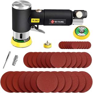 Mini Air Sander 1/2/3 Inch Pneumatic Small Orbital Sander for Auto Body Work, Mini Polisher with 45PCS Sanding Discs + 3PCS Backing Pads, Air Powered