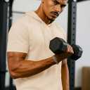 TACVASEN Short Sleeve Hoodies for Men Cotton Hoodies Summer Sweatshirt Lightweight Breathable Workout Shirts Pullover (Beige, XXL)