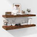 Fun Memories Floating Shelves - 2 Pack 12 Inch Rustic Wooden Wall Shelves - Extra Deeper & Thicker Wall Mounted Storage Shelf for Living Room, Kitchen, Farmhouse - 36" W x 12" D x 1.8" H - Brown (36"W x 12"D - 2P, Rustic Brown)