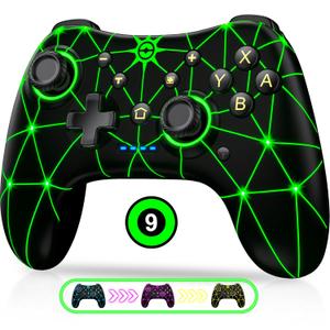 Switch Controller, Wireless Switch Controller Compatible with Nintendo Switch 2/Swicth Controller/Lite/OLED, Wireless Switch Controllers Work with iOS/Android/PC with RGB Light, Programmable, TURBO & Wakeup (Black-Polyline Light)