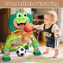 Marstone Baby Boy Toys for 1 2 3 Year Old Gifts: Toddler Basketball Hoop and Soccer Goal Activity Center Toys with Sound and Music for Kids, Girls 1-3, Interactive 1st First Birthday Present