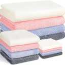 Preboun 12 Pcs Bath Towels and Washcloths 4 Sets Microfiber Bathroom Beach Pool Towel Set Quick Dry Coral Velvet Highly Absorbent for Fitness Sports Shower Travel Spa Hotel(Multicolor)