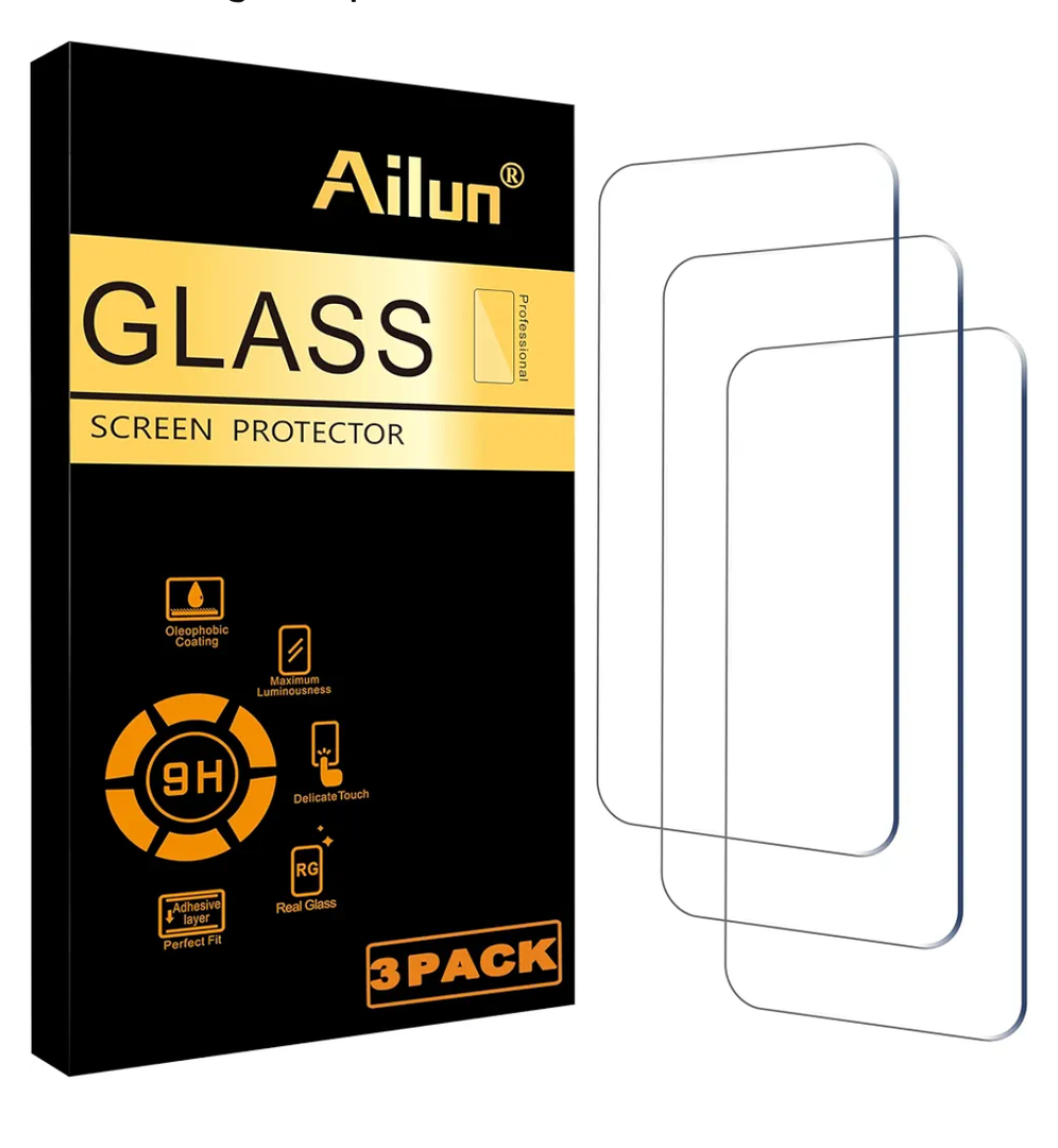 Ailun Screen Protector for iPhone 16 / iPhone 15 / iPhone 15 Pro [6.1 Inch] Display 3 Pack Tempered Glass, Dynamic Island Compatible, Case Friendly [Not for iPhone 16 Pro 6.3 Inch].6.1 Inch, Display, Case Friendly