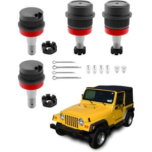 Ball Joint Kit (4PCS), Heavy Duty, Compatible with 1984-2006 Jeep Cherokee XJ, Wrangler YJ TJ LJ, Grand Cherokee ZJ, Comanche MJ, Front Suspension Upper & Lower, Fits Dana 30/44 Axles, Replaces# 10642