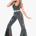 Morph Disco Costume Women - 70s Retro Jumpsuit Costume For Parties & Halloween - 70s Disco Outfits For Women Small
