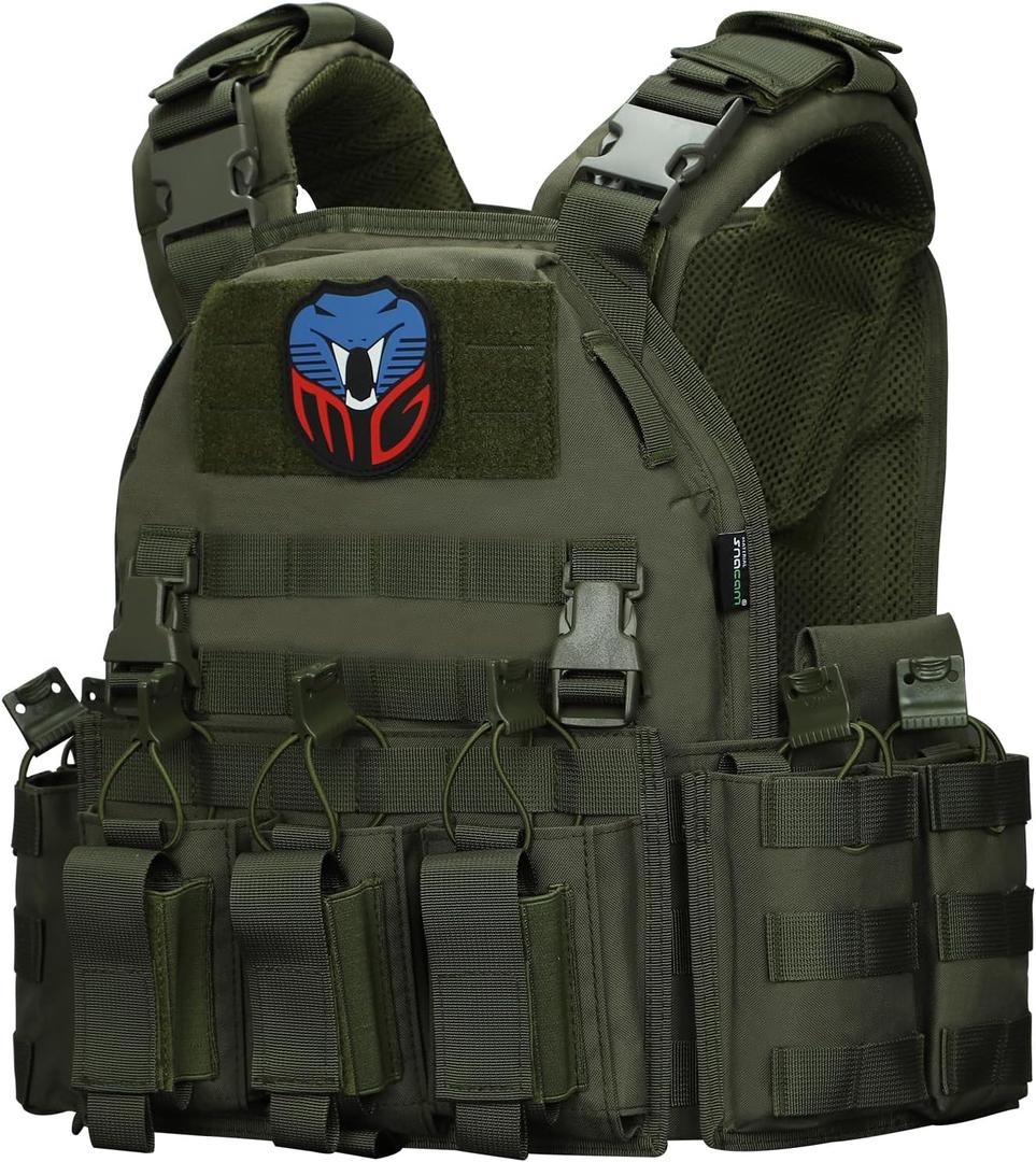 MGFLASHFORCE Tactical Vest Molle Airsoft Vest for Men (Green)