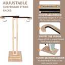 Surfboard Stand Rack, Sturdy Rack with Floor-Standing Design, Vertical Surfboard Holder, Storage & Display for Shortboard and Longboard, Wooden