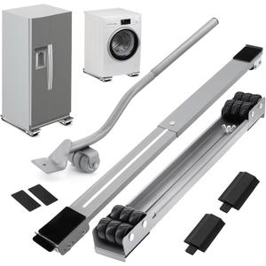 Appliance Rollers with Upgraded Furniture Lifter Tools, Extendable Appliance Heavy Duty Furniture Mover with Wheels Stand Sliders Washers Dryers Moving Base Kitchen Refrigerators Sofa Countertop Grey
