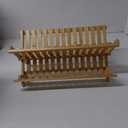 KAEASOUS Bamboo Dish Drying Rack - Large 2 Tier Wooden Dish Drying Rack for Kitchen, Wooden Plate Rack with Foldable Design, Drying Rack for Dishes, Utensils and Cups, Folding Dish Rack for Kitchen