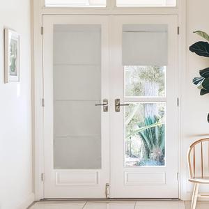 NICETOWN Magnetic Door Curtains for Window, Thermal Insulated Curtains, French Front Door Window Covering, Roman Roll Up Shade for Patio Glass, 27 x 72 inch Long, 1 Panel, Natural