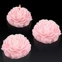 Roowest 3 Pcs Flower Shape Trendy Candles Floral Shaped Aesthetic Candle Soy Wax Handmade Minimalism Decorative for Home Spa Yoga Decor Art Gift(Pink)