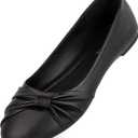 MaxMuxun Women's Flats Shoes Faux Suede Round Toe Ballet Dressy Flats Comfortable Slip On Walking Shoes (10, Black-pu)