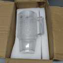 KEMORELA 24 Oz Ribbed Glass Tumblers with Lids and Straws, Tumbler Cup with Handle, Iced Coffee Glassware, Clear Reusable Drinkware for Smoothies and Beverages