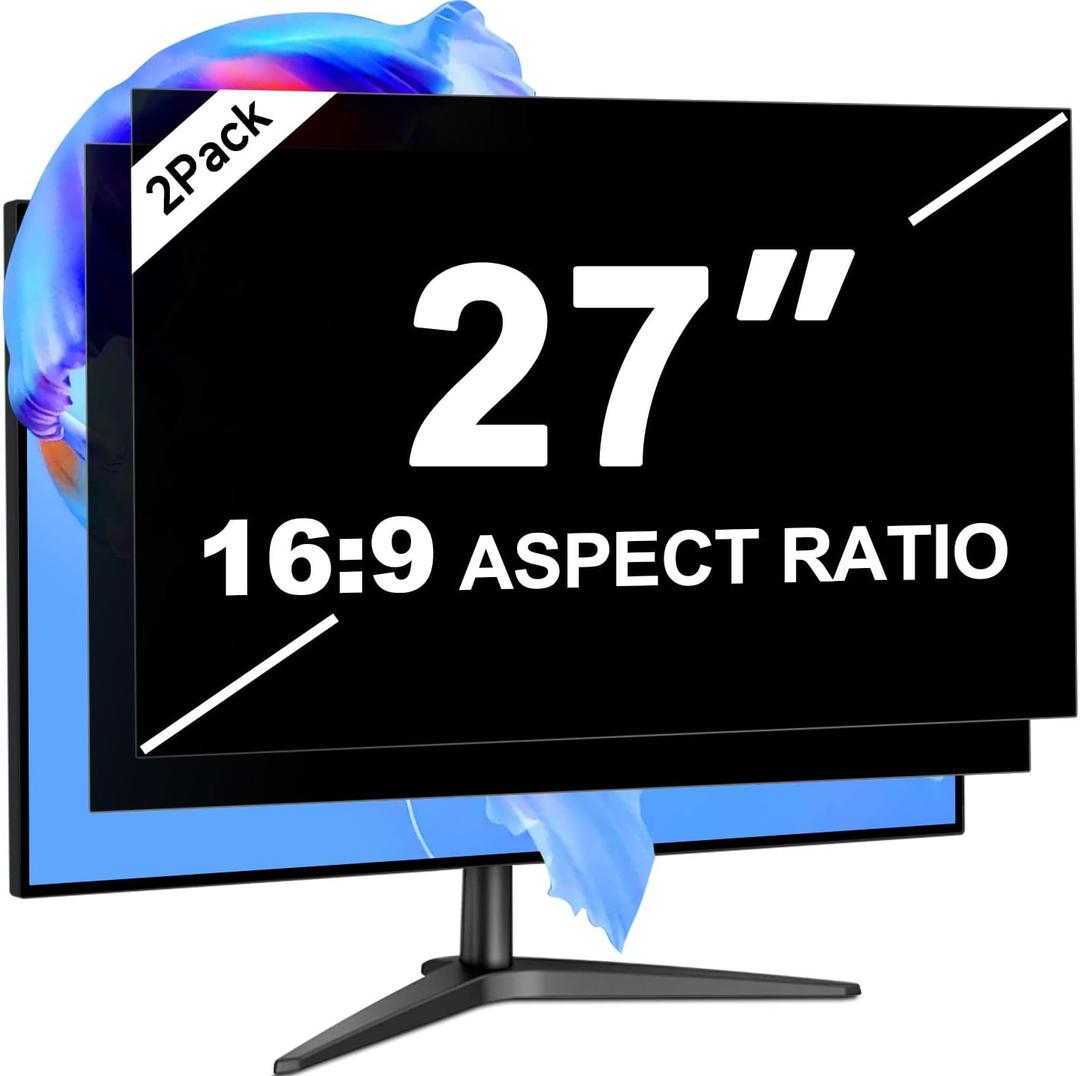 27 Inch Computer Privacy Screen Filter, Removable Universal Computer Monitor Privacy Filters 16:9 Aspect Ratio, Anti-Spy Anti-Scratch Anti-Glare Protector for Widescreen Monitors