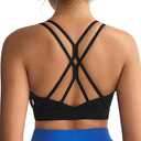 RUNNING GIRL Sports Bras for Women, Strappy Crisscross Back Padded Low Impact Running Sports Bra with Removable Cups  (Black, M)