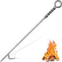 Fire Poker for Fire Pit Outdoor 40in Twisted Rope Design 316 Stainless Steels Fireplace Poker for Fire Pit, Handmade Fire Pit Poker for Firewood Log Coals Campfire Wood Stove, Outdoor and Indoor Use