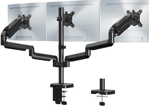 Amazon.com: MOUNT PRO Triple Monitor Mount, 3 Monitor Desk Mount for Three Screens up to 32 Inch, Full Motion Gas Spring Heavy Duty Arm Hold up to 19.8lbs Each, Black : Electronics