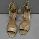 IDIFU Women's Candie-MI Peep Toe Low Block Heels Sandals Ankle Strap Comfy Chunky Wedding Dress Shoes (6.5, Gold Glitter)