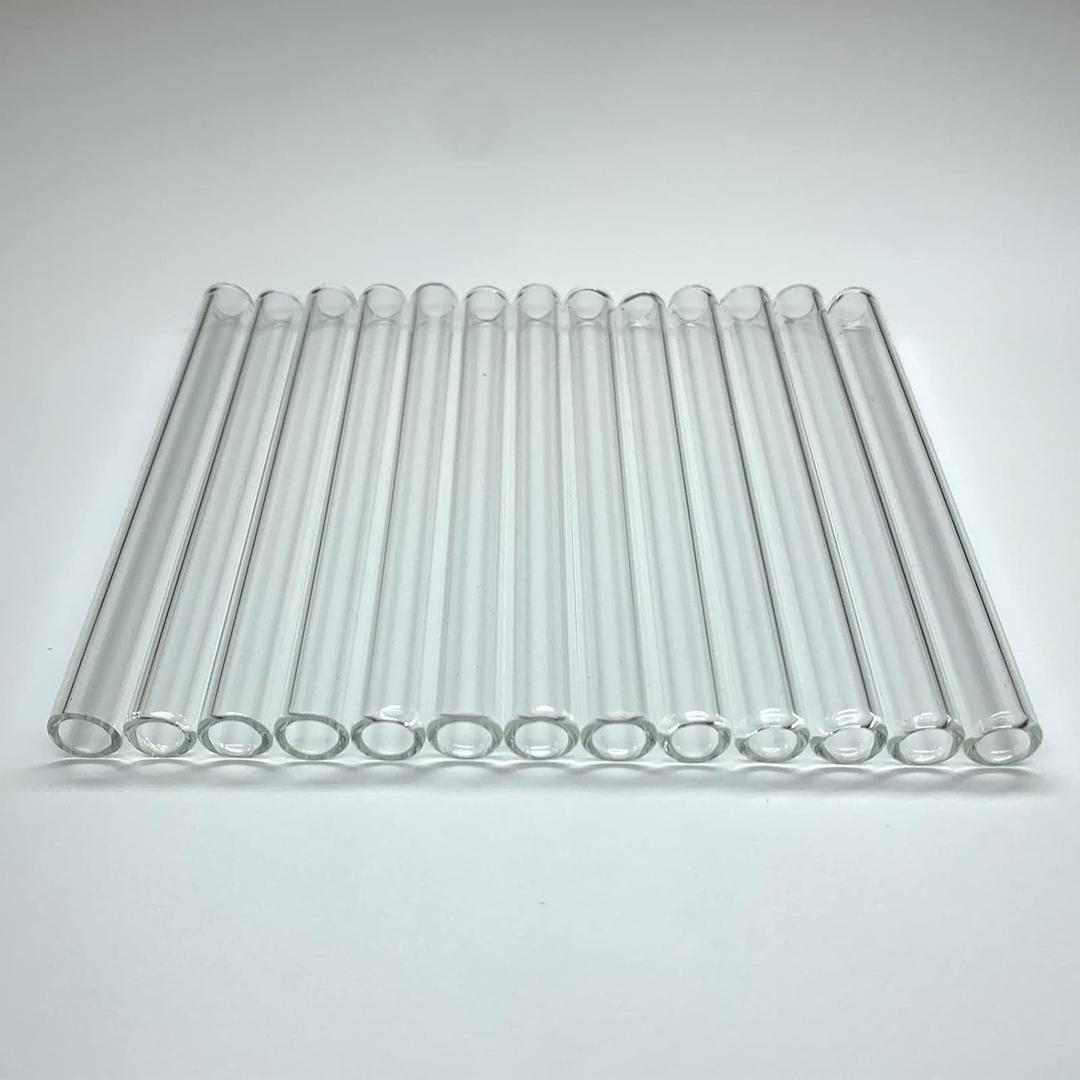 Glass Tubes 12 Piece, Reusable Glass Straws 4 Inch Long, OD 10 mm, Thickness 1.5 mm, Industrial Borosilicate Glass Tubing for Short Cup (10mm-4''-Clear)