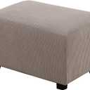 H.VERSAILTEX Ottoman Cover Slipcover Rectangle Fit Length 33"-38" Footrest Sofa Slipcovers Stool Cover Footstool Protector Covers Feature Stretch Thick Soft Jacquard Fabric Removable Washable - Taupe