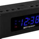 Emerson CK2023AM/FM Dual Alarm Clock Radio with 0.6" Blue LED Display, 4-Level dimmer, and Wake to Radio/Buzzer Alarm, Black