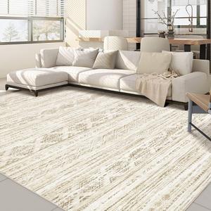 Nakagishi 5x7 Area Rugs Living Room: Washable Boho Large Neutral Modern Soft Farmhouse Beige Rug Stain Resistant Indoor Floor Non-Slip Carpet for Women Home Enthusiasts Aged 25-45 - Bedroom Room Decor