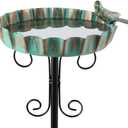Metal Outdoor Bird Bath,11.6 Inch Standing Birdbath & Birdfeeder for Outside with 4 Prongs Base Stake,Garden Bird Baths for Yard Lawn Decor