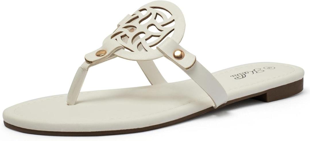 katliu Women's Flat Sandals Flip Flop Sandals Comfortable Dressy Thong Sandals 6.5