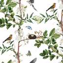 GaliGali Peel and Stick Wallpaper, Floral Removable Wallpaper, Vinyl Waterproof Self-Adhesive Wall Paper, Contact Paper for Home Decor Bird Butterfly on The Tree 17.3"x393", NO.A06014H-10 (17.3" x 393.7")