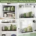 MUDEELA Pot Rack Pan Organizer inside Cabinet - Expandable Pot Lid Organizer for Cabinet with 12 Adjustable Dividers, Cutting Board Organizer Holder Baking Rack Kitchen Cabinet Storage Organization