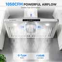 AMZCHEF Wall Mount Range Hood 30 inch: 1050 CFM Stainless Steel Kitchen Stove Vent Hood with 3 Speed Exhaust Fan, Touch/Remote/Gesture Control Kitchen Exhaust Fan with Dishwasher-Safe Baffle Filters