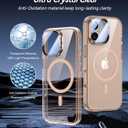 VOFATA [Upgraded Full Camera Protection] for iPhone 17 Case with Camera Cover Stand [Fit for MagSafe][10FT Mil-Grade Protection] Transparent Magnetic iPhone 17 Phone Case, Clear Gold
