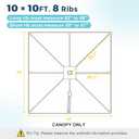 COWVIE Umbrella Canopy Replacement for 8 Ribs Patio Umbrella, Outdoor Table Parasol Replacement for Yard, Canopy Only