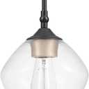Globe Electric Harrow 1-Light Pendant, Gold Accent Socket, Shade 60312, 59.6", Matte Black with Clear Glass, Bulb Not Included