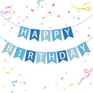 3 x Happy Birthday Banner Light Blue Happy Birthday Sign Birthday Decorations for Birthday Party Backdrop Wall Decor Light Blue Birthdays Sign for Men Women Party Supplies
