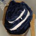 Heated Blanket Electric Throw Size 50''x60'' with 5 Heating Levels, 3 Hour Auto Shut Off, Machine Washable, Flannel & Sherpa Double-Sided Soft Warming Blanket for Couch, Bed, Office - Navy Blue