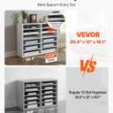 VEVOR Literature Organizers, 12 Compartments Office Mailbox with Adjustable Shelves, Wood Literature Sorter 20.4x12x16.1 inches for Office, Home, Classroom, Mailrooms Organization, EPA Certified White