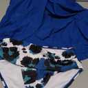 Summer Mae Bandeau Tankini Swimsuits for Women 2025 Removable Halter Swim Tops Two Piece Flowy Bathing Suits with Bottom Blue Leopard Pattern, Size: 10