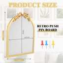 Briwooody Vintage Arched Linen Cork Board with Gold Bow Knot 21"x 16" Decorative Bulletin Board Iron Frame Large Pin Corkboard for Notes Photos Reminders Elegant Corkboard for Wall Home Office Decor, 25.2" x 19.7"